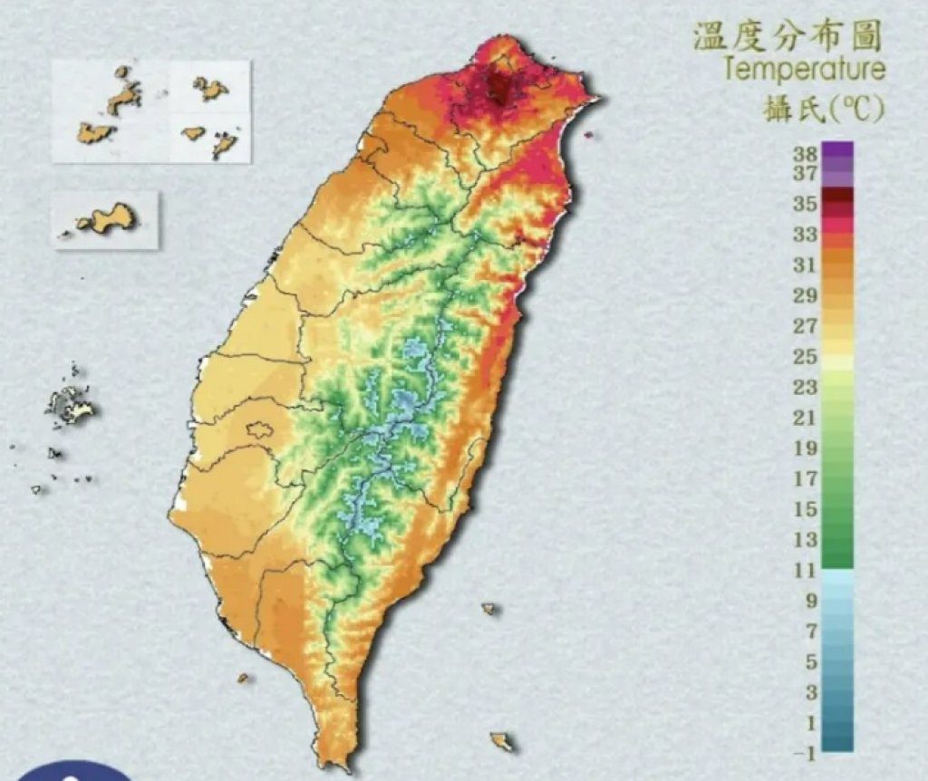 熱到爆!「高溫排行」前10名都在雙北 內湖狂飆38.2度 熱到爆!「高溫排行」前10名都在雙北 內湖狂飆38.2度