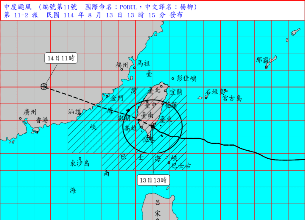 快訊／國家級警報！中颱「楊柳」襲擊　高雄2區、屏東5鄉慎防14級以上強陣風