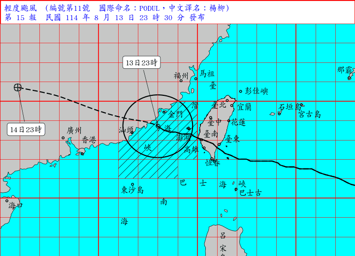 楊柳颱風快閃　臺灣本島脫離暴風圈　金澎等8縣市嚴防豪雨