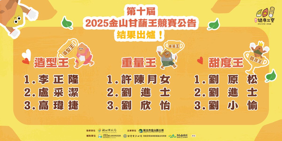 2025金山甘藷季第十屆金山甘藷王競賽成績出爐!