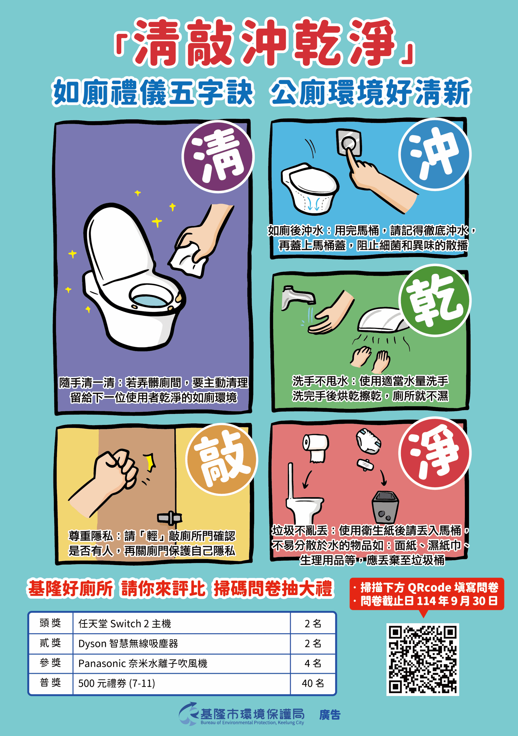 掃碼評廁所抽Switch 2！基隆推「好廁所評比」萬元好禮等你拿
