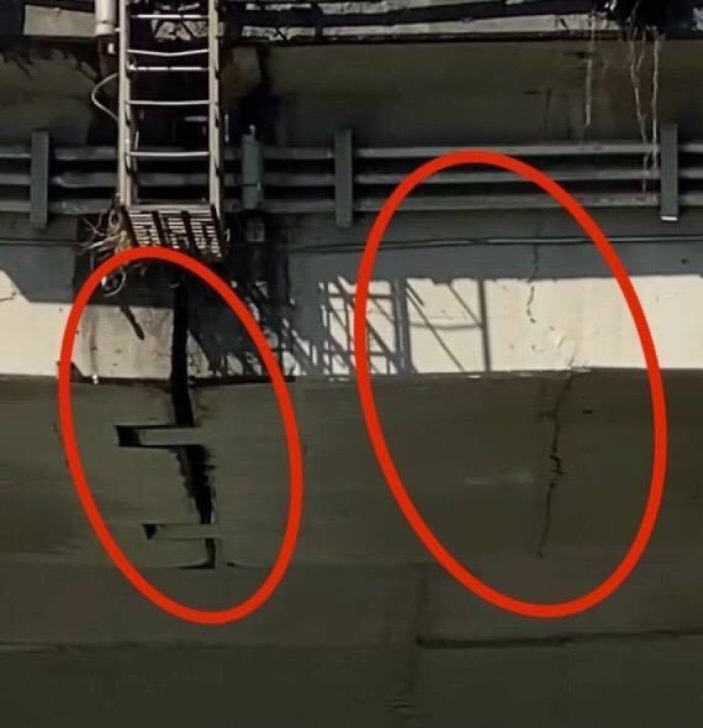 影／網傳新生高架橋跨基隆河段出現裂縫　新工處：為橋梁鉸接之伸縮縫及施工縫