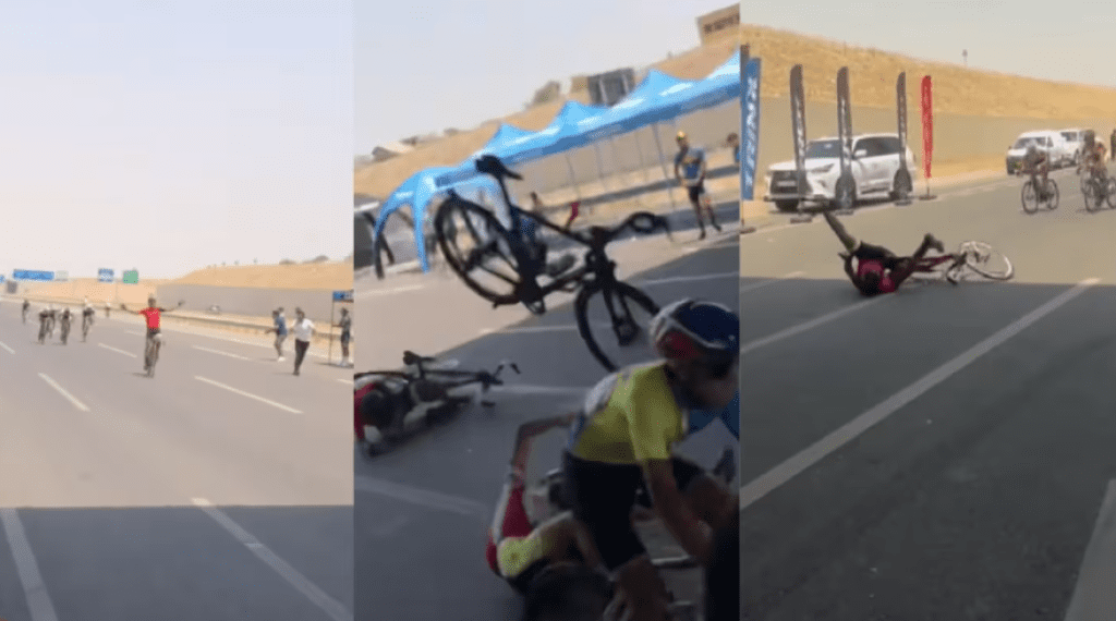 影／太早舉手慶祝！自行車手衝線「失控摔倒」　終點拋飛翻滾痛失冠軍