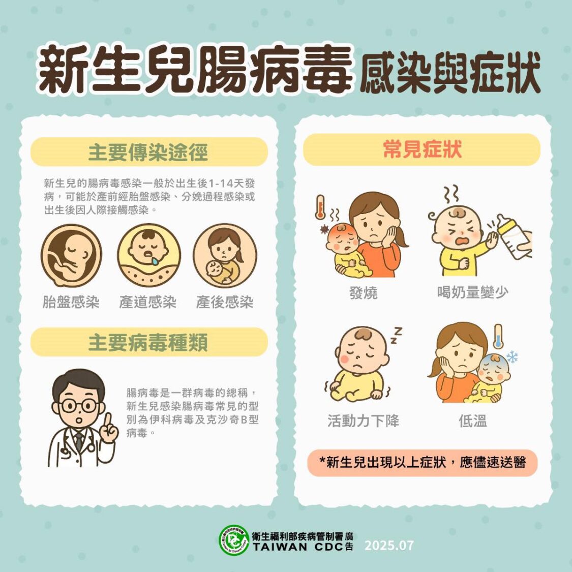 高雄市新增1例新生兒腸病毒重症個案 衛生局籲做好個人防護避免傳染 高雄市新增1例新生兒腸病毒重症個案 衛生局籲做好個人防護避免傳染