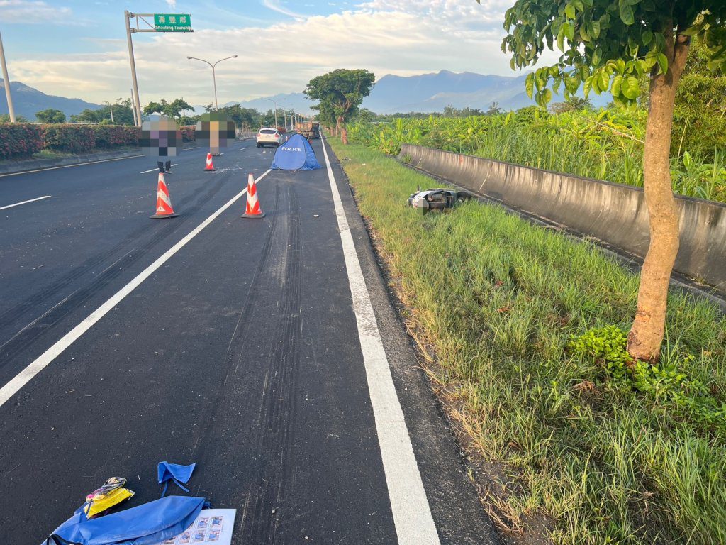 花蓮死亡車禍！　機車騎士疑似滑倒遭砂石車輾過當場死亡