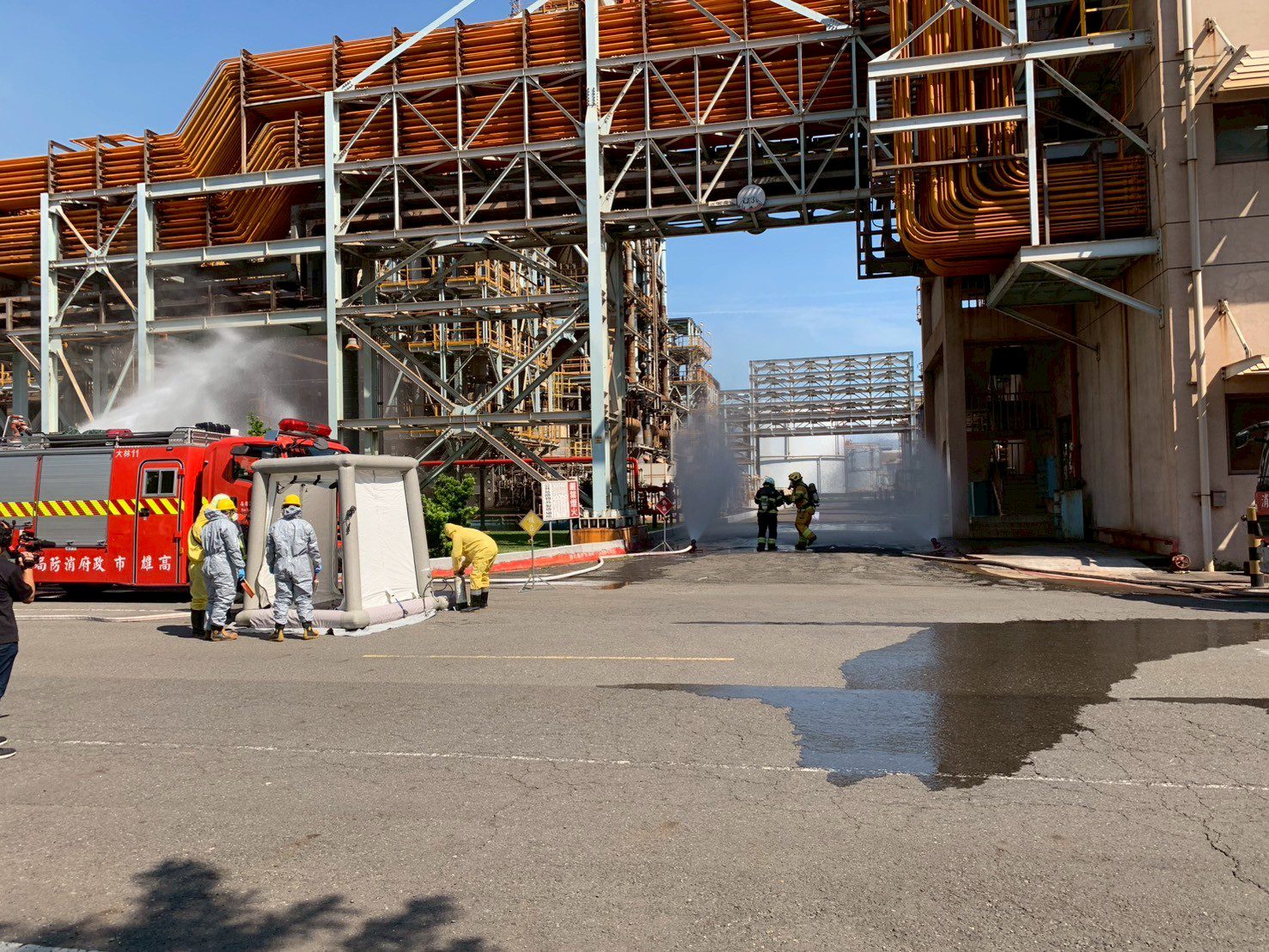 高雄消防局大林分隊聯合中油展開震災火警模擬演習 高雄消防局大林分隊聯合中油展開震災火警模擬演習