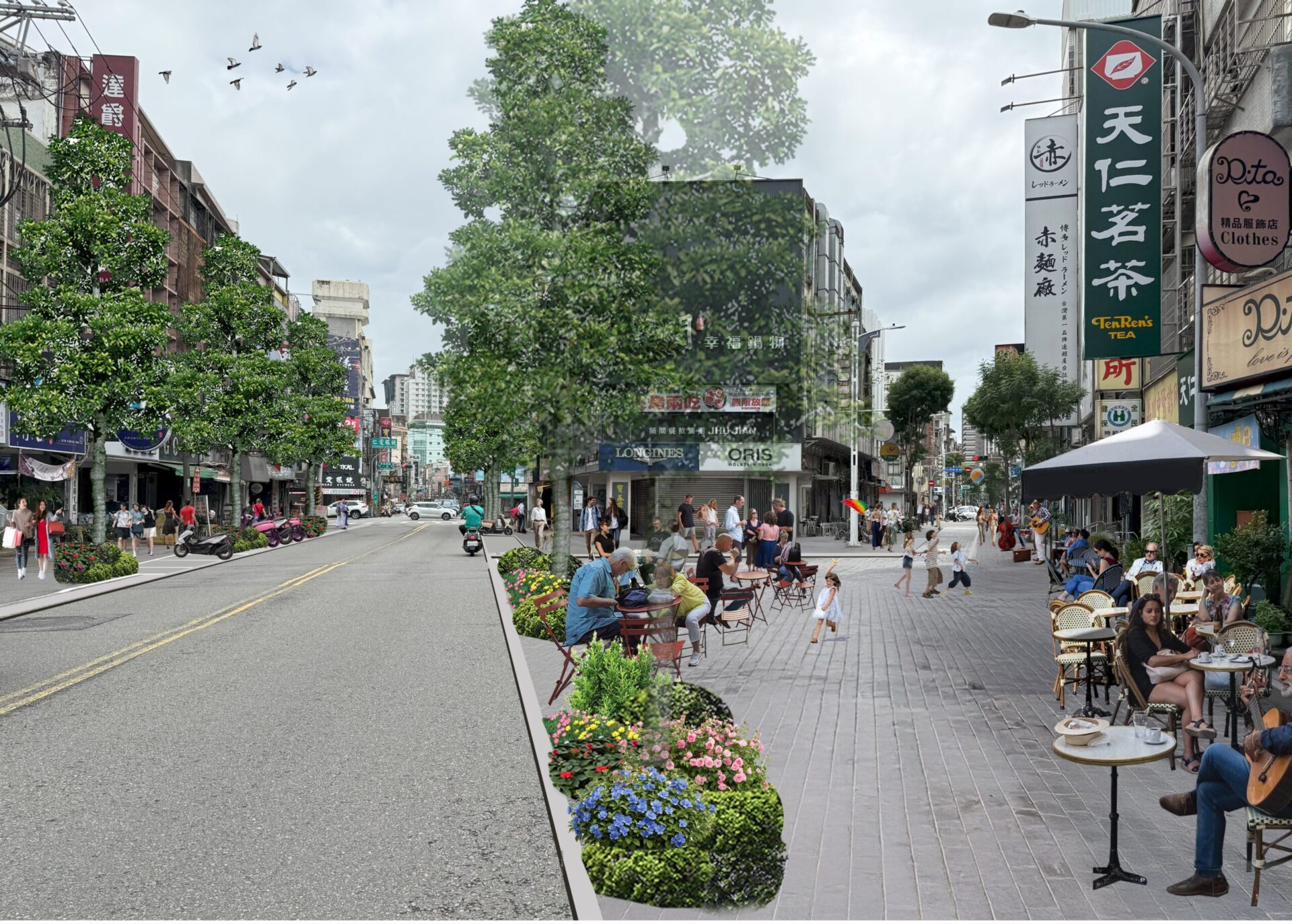 戰術都市設計首度亮相 中壢三角路段變身人本街角廣場 戰術都市設計首度亮相 中壢三角路段變身人本街角廣場