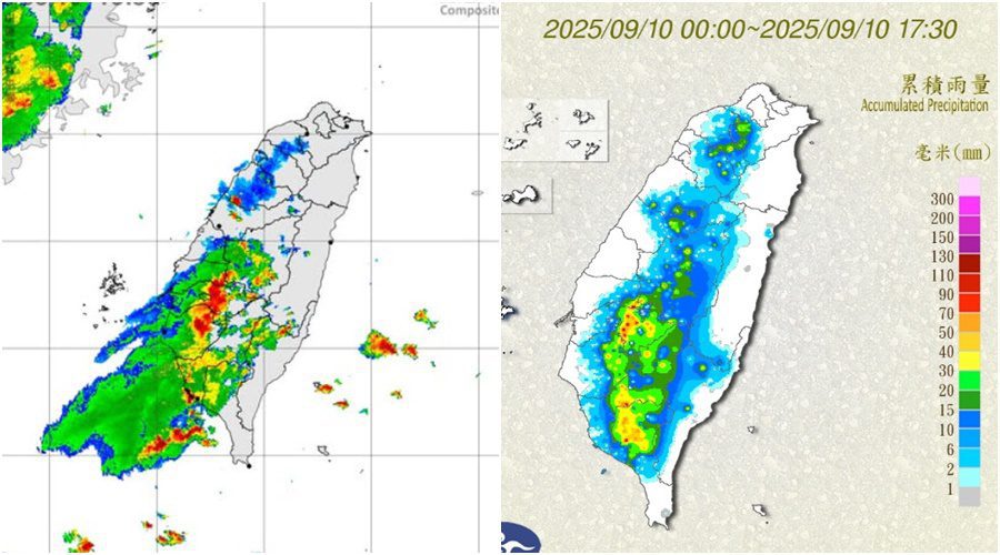 對流雲系發展旺盛 0910傍晚多縣市豪雨特報