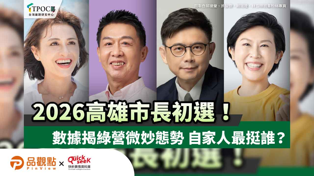 2026高雄市長初選!數據揭綠營微妙態勢 自家人最挺誰? 2026高雄市長初選!數據揭綠營微妙態勢 自家人最挺誰?