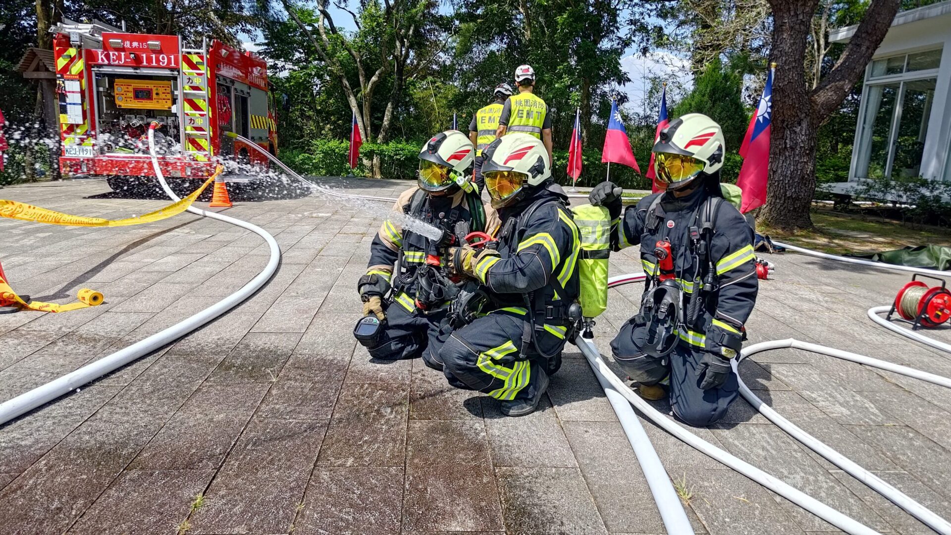桃消復興分隊前進角板山行館 舉辦火警搶救演練