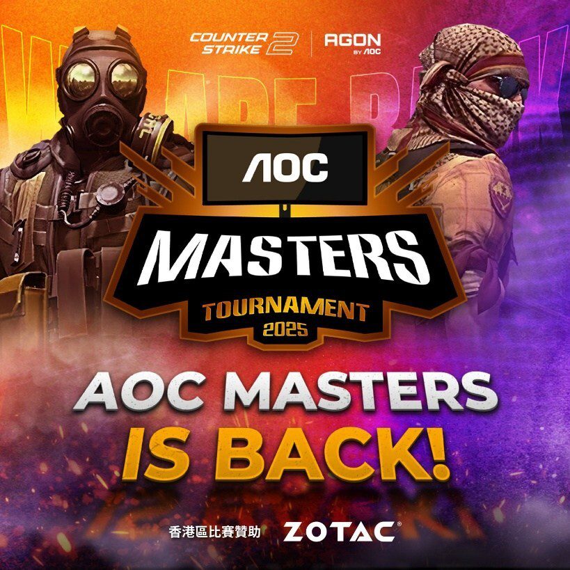 AOC Masters 2025  AOC Masters 2025 強勢回歸 聚焦《Counter-Strike 2》亞太區頂尖對決   全亞太區 CS2 社群熱血對決，榮耀共享！