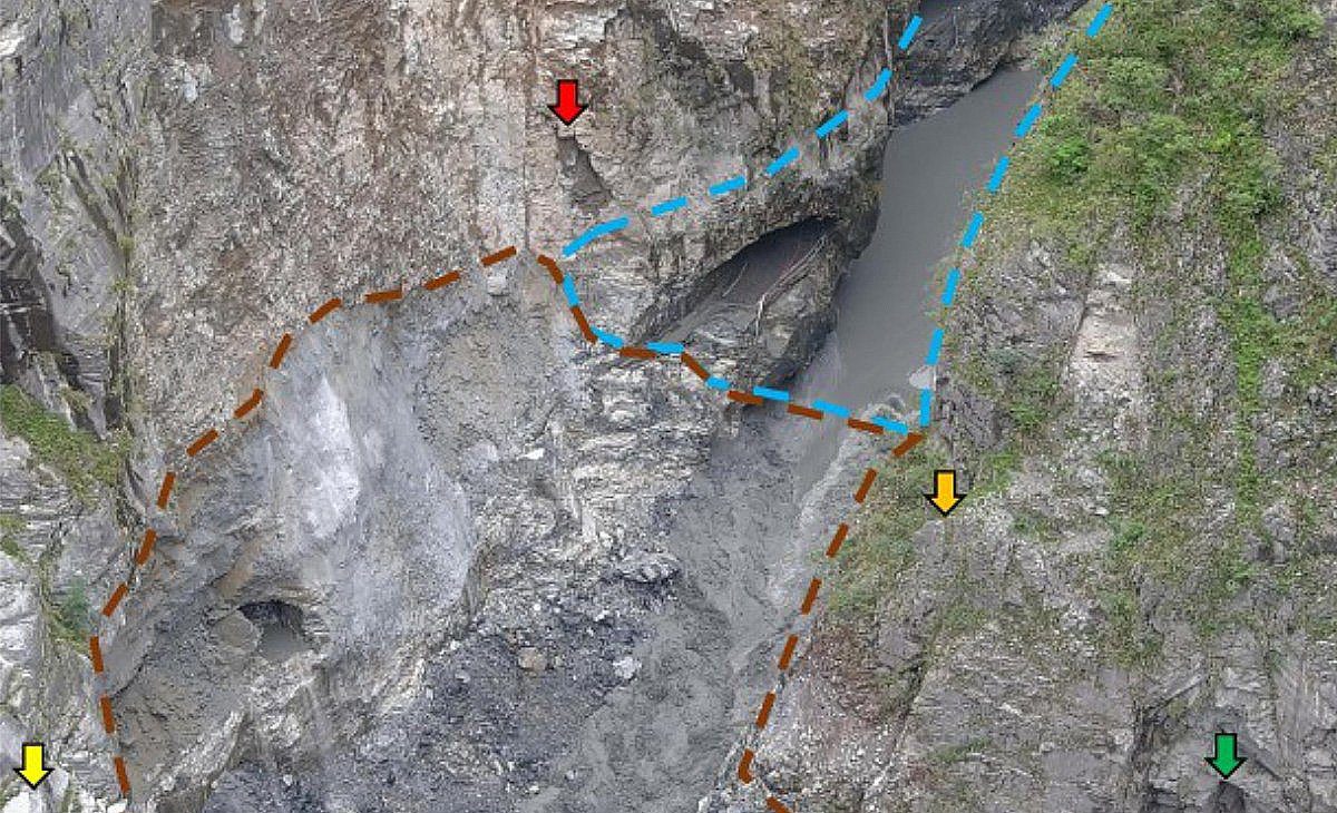 燕子口堰塞湖潰決 立霧溪恢復原流、下游平安無災情 燕子口堰塞湖潰決 立霧溪恢復原流、下游平安無災情
