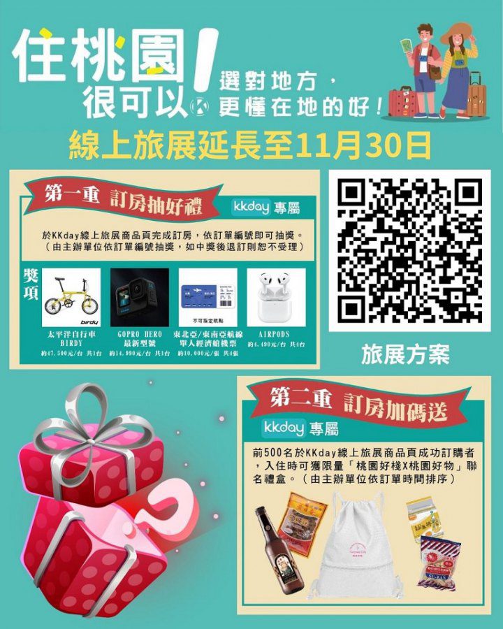 「住桃園很可以!」 線上旅展加碼滿2,500現折500再抽機票 「住桃園很可以!」 線上旅展加碼滿2,500現折500再抽機票