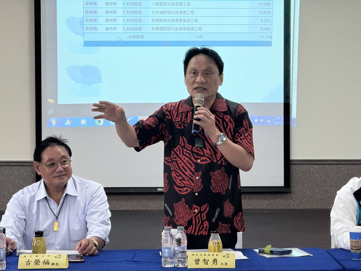 原民會主委曾智勇前往屏東縣說明丹娜絲颱風及七二八豪雨災後復原重建計畫