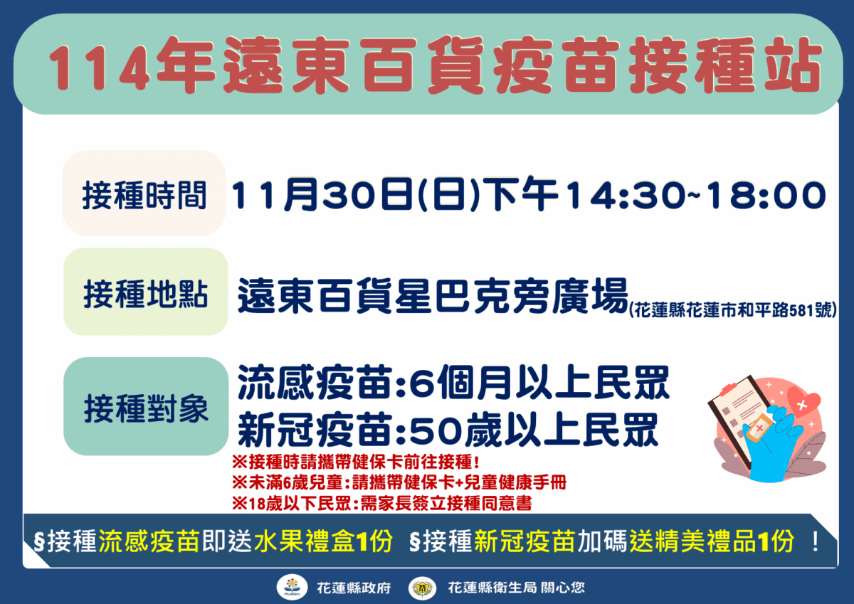 花蓮市戶政與衛生所聯合疫苗接種活動圓滿完成 花蓮市戶政與衛生所聯合疫苗接種活動圓滿完成