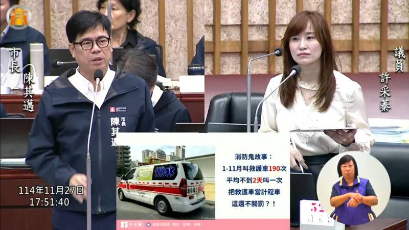 漾新聞|連叫190次救護車？許采蓁轟濫用、要求市府「該罰就罰」