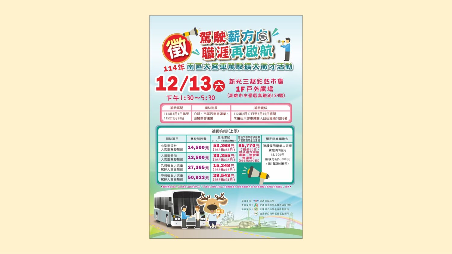 大客車駕駛擴大徵才在高雄 高雄市區監理所12/13等你加入 大客車駕駛擴大徵才在高雄 高雄市區監理所12/13等你加入