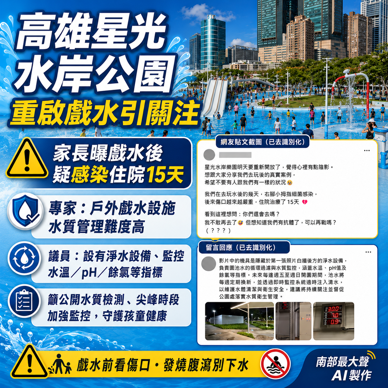 星光水岸公園重開 家長憂戲水感染風險 星光水岸公園重開 家長憂戲水感染風險